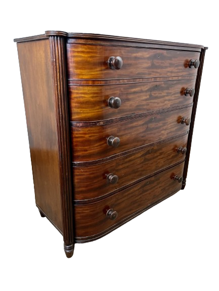 19th Century Antique Bow Front Chest of Drawers